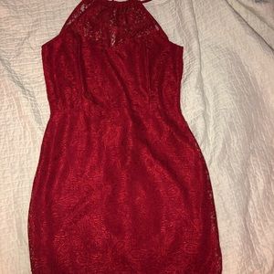 Red lace homecoming dress